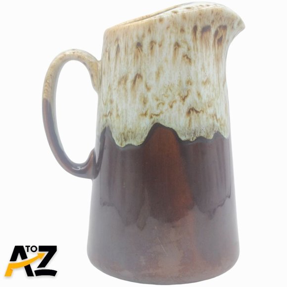 Stoneware Other - Vtg BROWN DRIP GLAZE WATER PITCHER Bean Pot Stoneware 9.5" TALL Hull Style B7